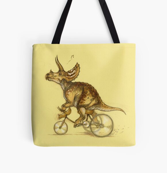 Tricycling Triceratops. All Over Print Tote Bag