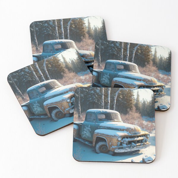 Item preview, Winter Pickup Truck #13, a perfect gift for all American Hot Rod fans designed and sold by RodZnRoll.