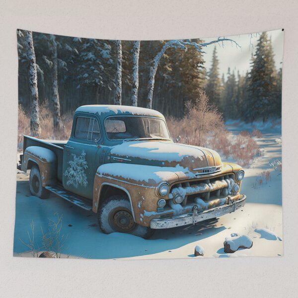 Item preview, Winter Pickup Truck #13, a perfect gift for all American Hot Rod fans designed and sold by RodZnRoll.