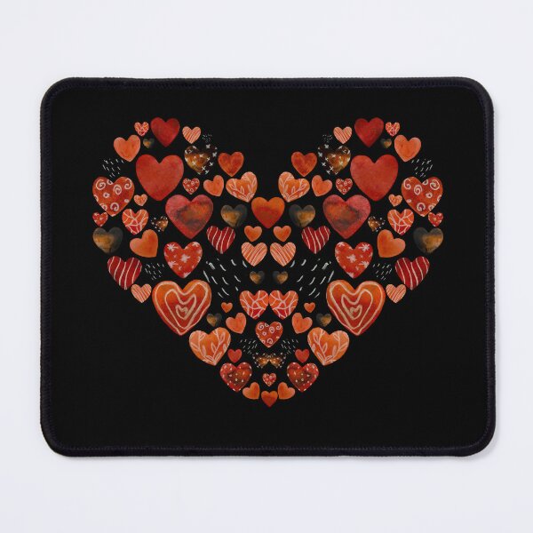 Item preview, Red heart brown design a watercolor sketch black designed and sold by Yana Mustafina | Boho Soulful Designs.
