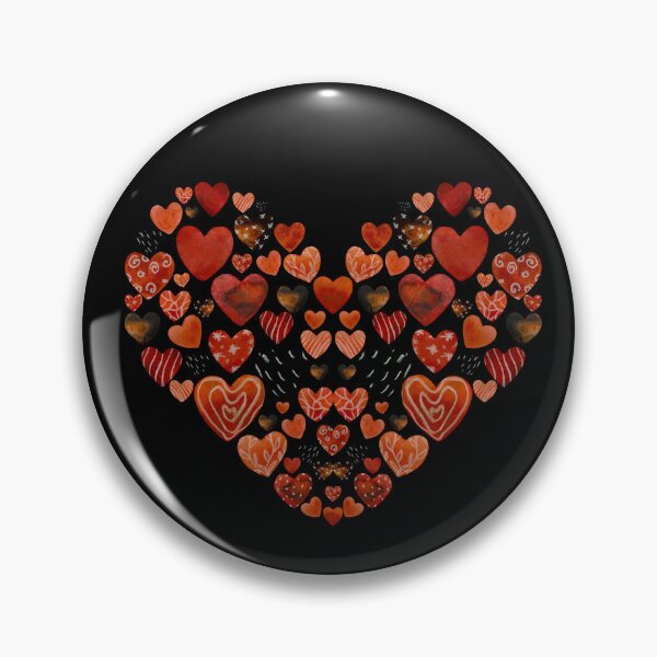 Item preview, Red heart brown design a watercolor sketch black designed and sold by Yana Mustafina | Boho Soulful Designs.