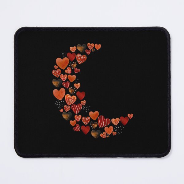 Item preview, Heart crescent half moon red textured watercolor black designed and sold by Yana Mustafina | Boho Soulful Designs.