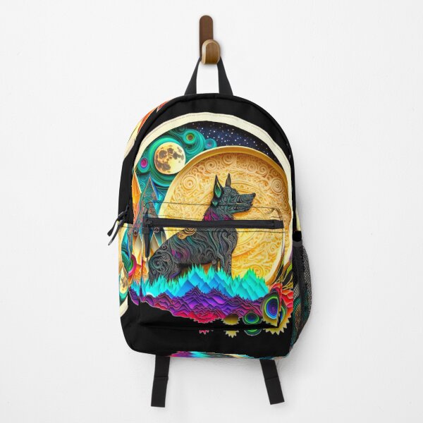 Item preview, German Shepherd Dog Space Full Moon Planets Stars Cute Art Digital Painting designed and sold by Lovedogz4life.