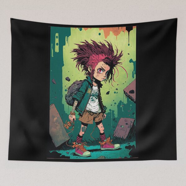 Item preview, Crazy Hair Punk Rock Schoolgirl Comic Art #10 designed and sold by Unicorn Trainwreck.