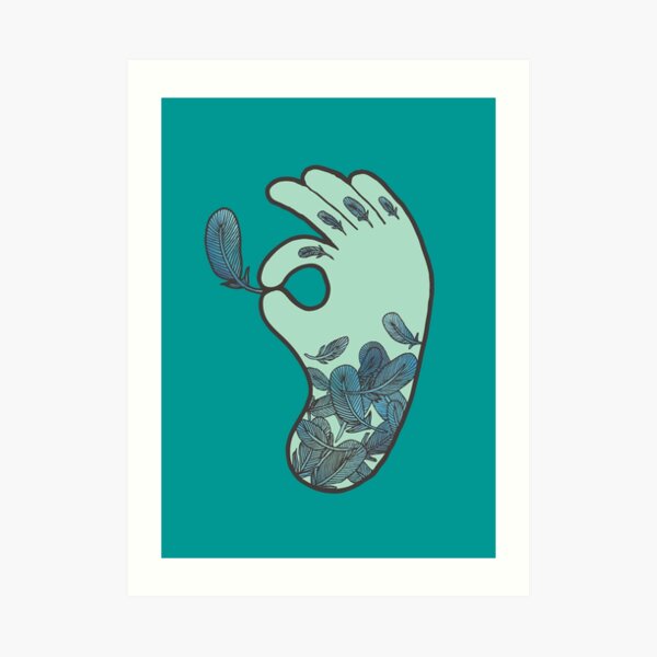 Blue Feather Tattoo Art Print