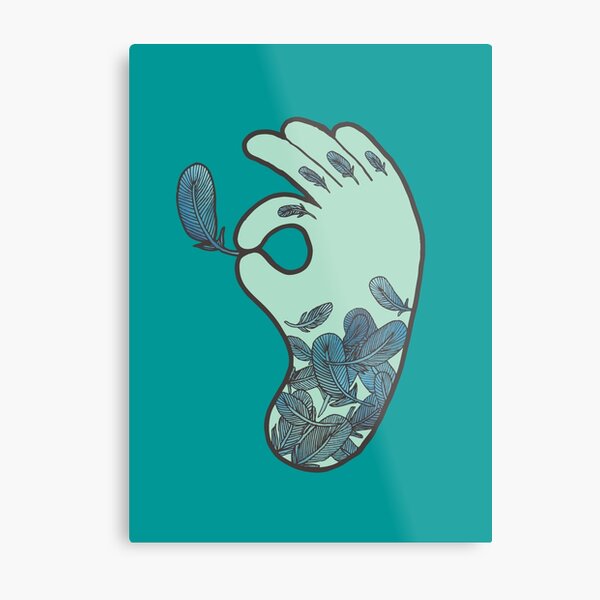 Blue Feather Tattoo Metal Print