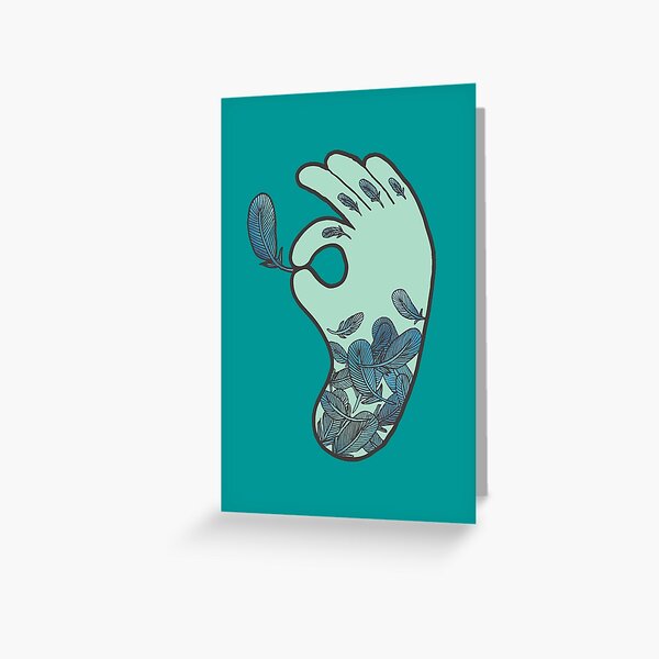 Blue Feather Tattoo Greeting Card