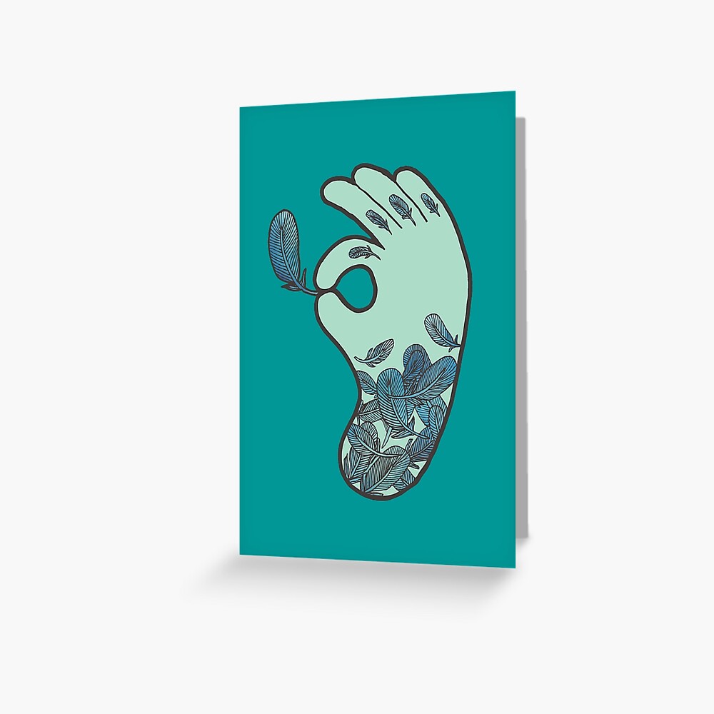 Blue Feather Tattoo Greeting Card