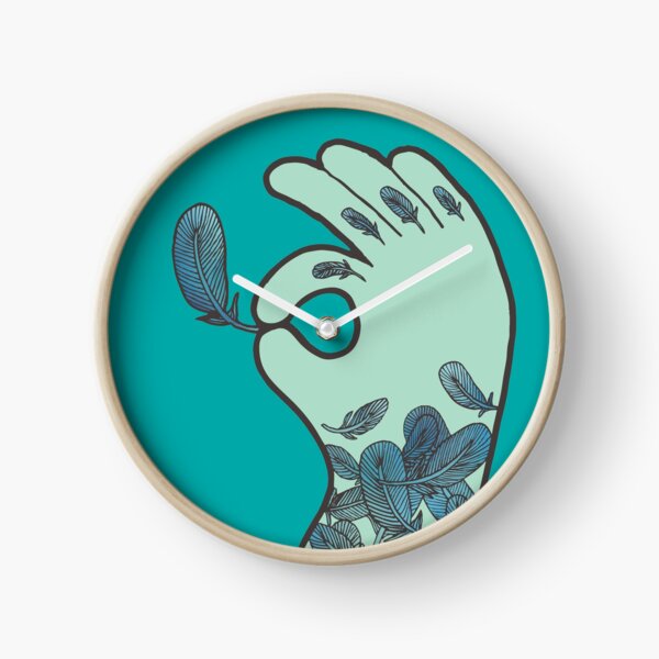 Blue Feather Tattoo Clock