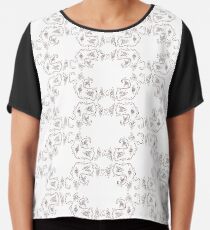 Ribbons and Roses Two On White Chiffon Top