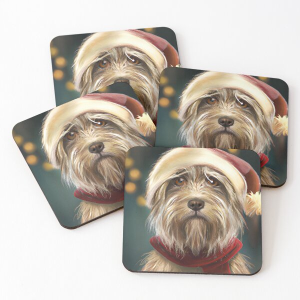 Item preview, Christmas Glen of Imaal Terrier Wearing A Santa Hat designed and sold by ZenEverAI.
