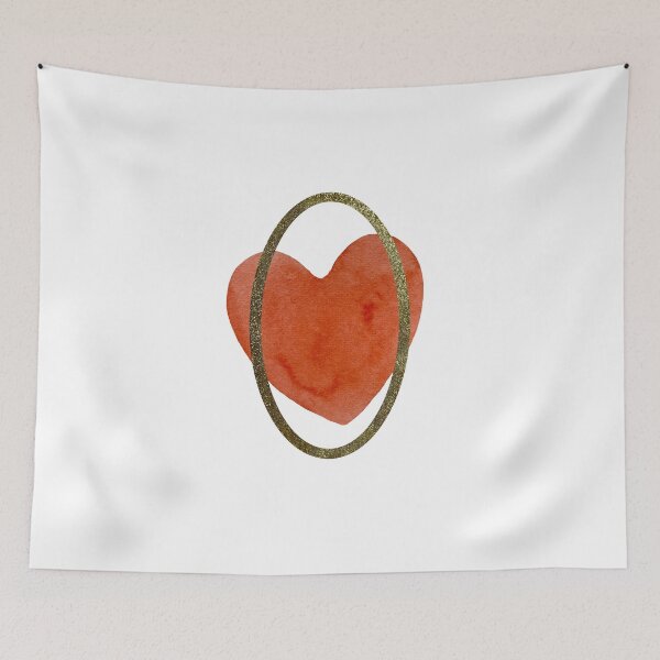 Item preview, Heart red frame oval gold collage watercolor designed and sold by Yana Mustafina | Boho Soulful Designs.