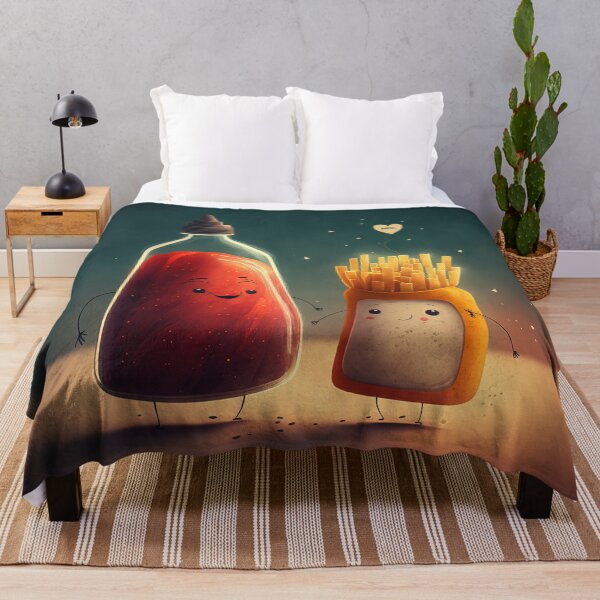Item preview, A date of fries and ketchup - romantic cartoon designed and sold by Michael Bollin.
