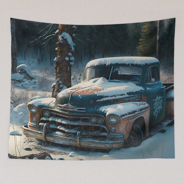 Item preview, Winter Pickup Truck #14, a perfect gift for all American Hot Rod fans designed and sold by RodZnRoll.