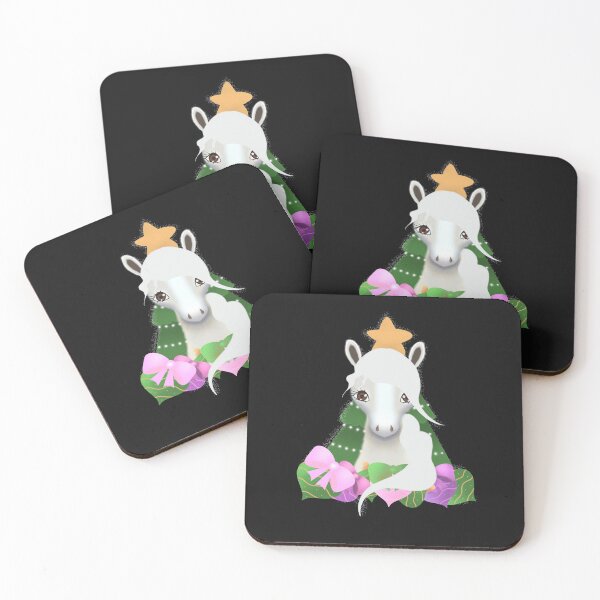 Item preview, Cute Horse in front of a Christmas Tree with Christmas Ornaments  designed and sold by cuteunicornshop.