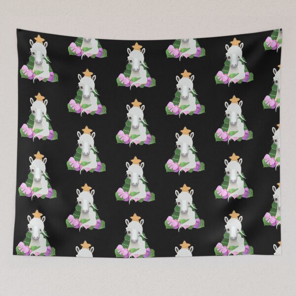 Item preview, Cute Horse in front of a Christmas Tree with Christmas Ornaments  designed and sold by cuteunicornshop.