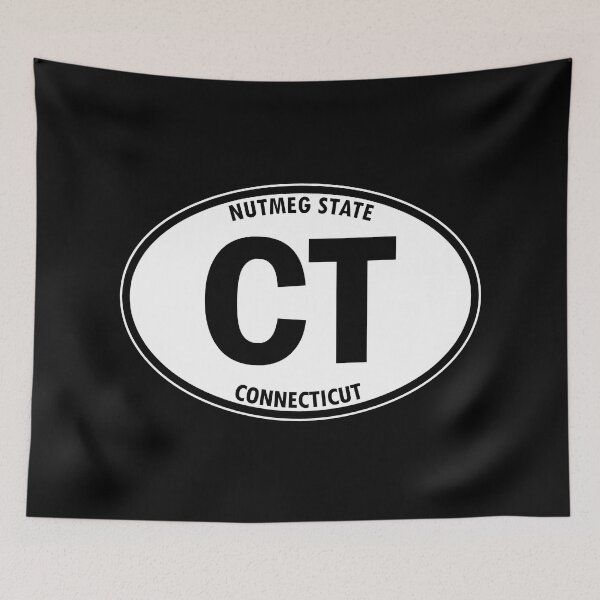 Item preview, Connecticut, CT, Hartford, Nutmeg State - State Abbreviation and Motto Oval Travel Bumper Sticker for your Car or Luggage.  designed and sold by BBTravels.