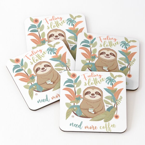 Item preview, Happy sloth enjoys cup of coffee designed and sold by MrBeerholder.