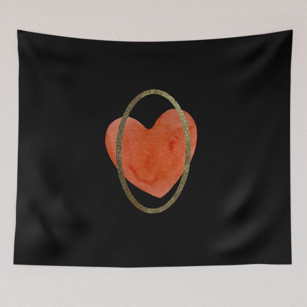Item preview, Heart red frame oval gold collage watercolor black designed and sold by Yana Mustafina | Boho Soulful Designs.