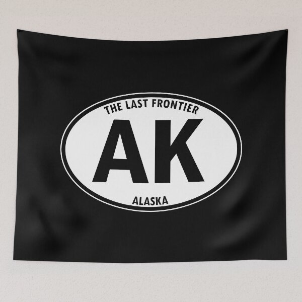 Item preview, Alaska, AK, Juneau, The Last Frontier - State Abbreviation and Motto Oval Travel Bumper Sticker for your Car or Luggage.  designed and sold by BBTravels.