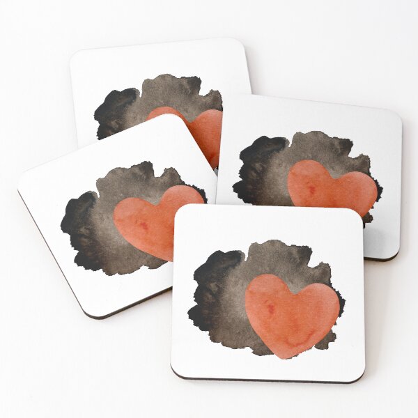 Item preview, Heart red blot black blotch a watercolor designed and sold by Yana Mustafina | Boho Soulful Designs.