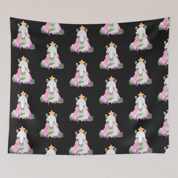 Item preview, Cute Horse in front of a Pink Christmas Tree with Christmas Ornaments  designed and sold by cuteunicornshop.