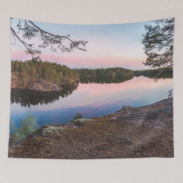 Item preview, Midsummer lake view at midnight panorama designed and sold by Jukka Heilimo.