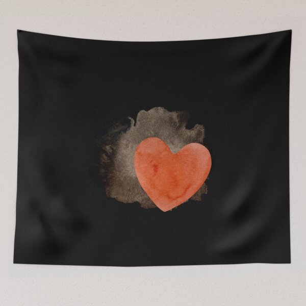 Item preview, Heart red blot black blotch a watercolor black designed and sold by Yana Mustafina | Boho Soulful Designs.