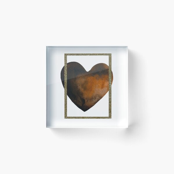 Item preview, Heart brown frame gold collage a watercolor designed and sold by Yana Mustafina | Boho Soulful Designs.