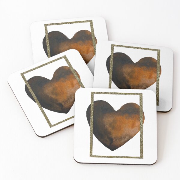 Artikelvorschau, Heart brown frame gold collage a watercolor entworfen und verkauft von Yana Mustafina | Boho Soulful Designs.