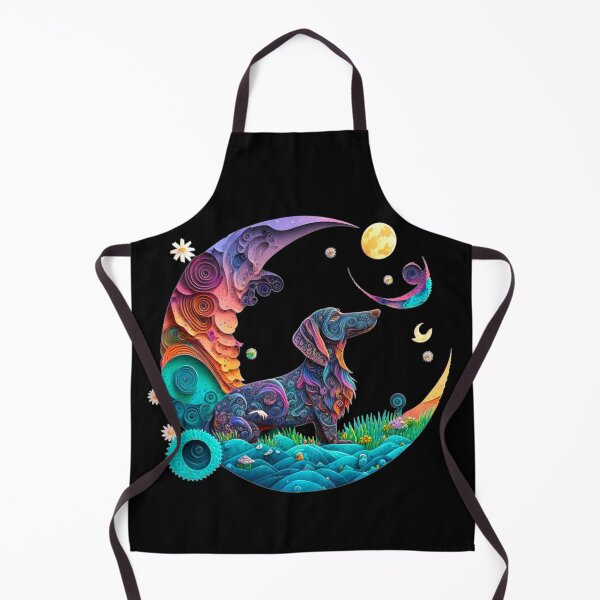 Item preview, Dachshund Dog Purple Teal Cute Crescent Moon Paper Quilling Artwork designed and sold by Lovedogz4life.