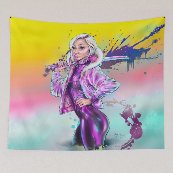 Item preview, Cyberpunk Samurai Girl - Purple - Holographic Style designed and sold by SubQtaneousArt.