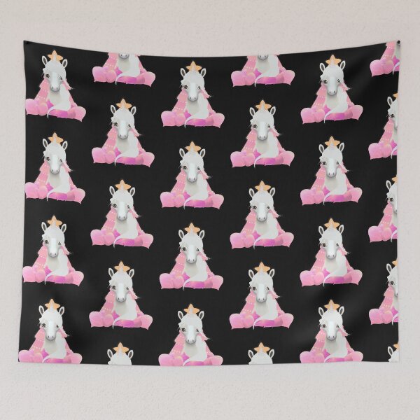 Item preview, Cute Horse in front of a Pink Christmas Tree with Christmas Ornaments  designed and sold by cuteunicornshop.