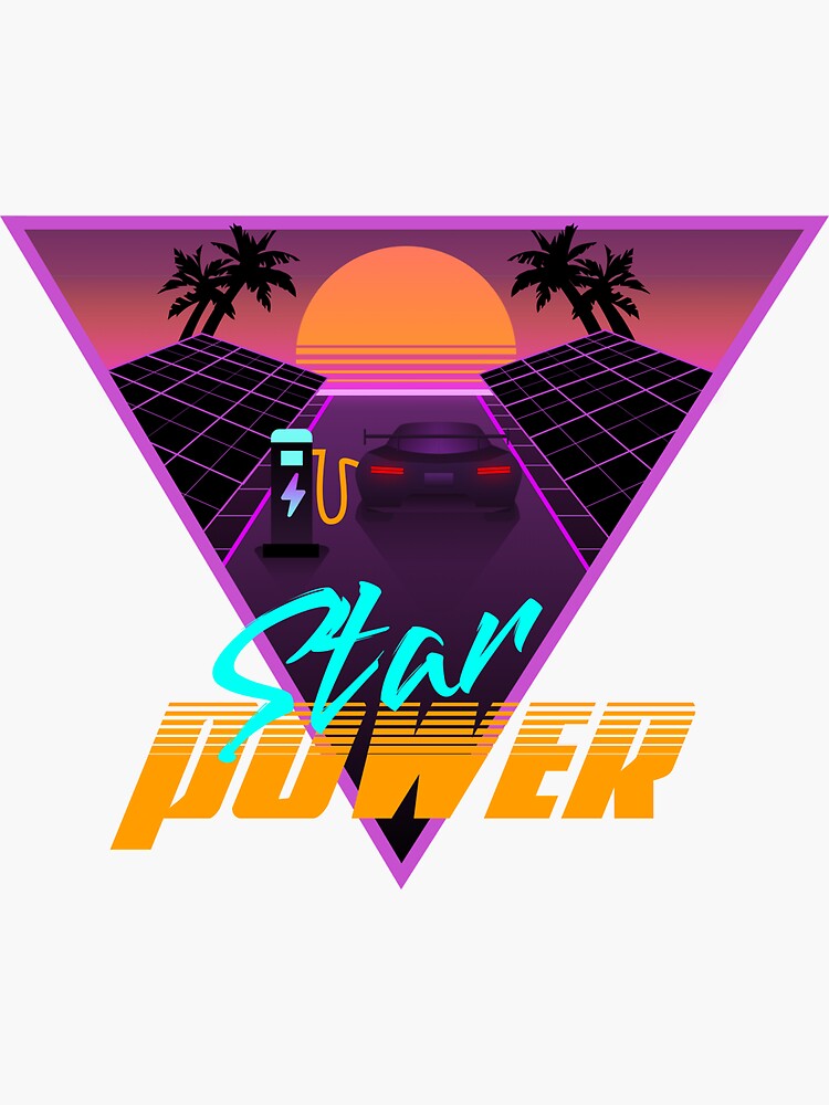 Thumbnail 3 of 3, Sticker, "Star Power" solar powered EV graphic designed and sold by EVGuide.