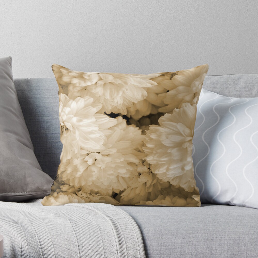 Monochrome Abstract Mums Throw Pillow | redbubble.com