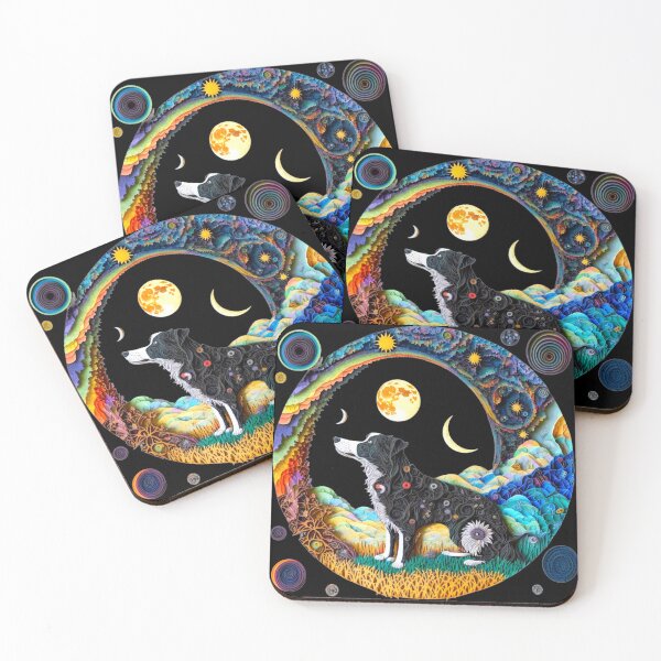 Item preview, Fantasy Border Collie Dog Cute Moon Phases Paper Quilling Cattle Herding Dogs designed and sold by Lovedogz4life.