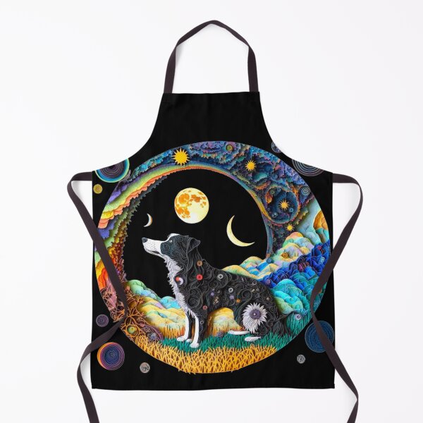 Item preview, Fantasy Border Collie Dog Cute Moon Phases Paper Quilling Cattle Herding Dogs designed and sold by Lovedogz4life.