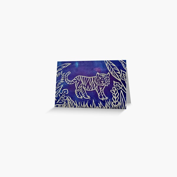 Artikel-Vorschau von Blauer Tiger Lino-Schnittdruck, designt und verkauft von designsbymilton.