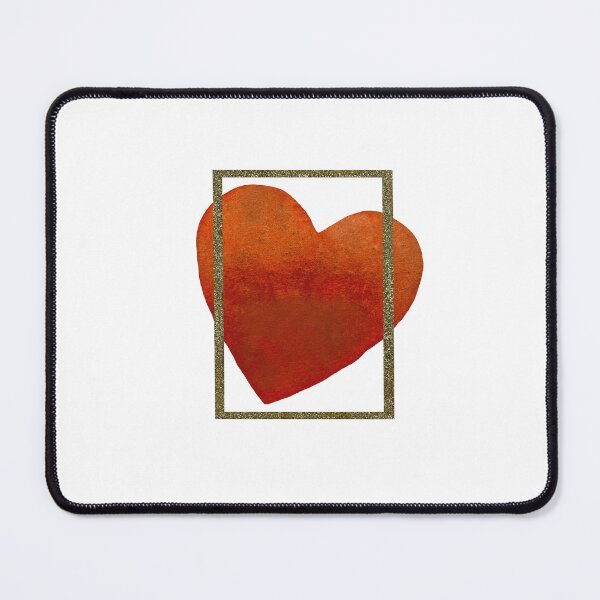 Item preview, Heart red frame gold rectangular a watercolor designed and sold by Yana Mustafina | Boho Soulful Designs.