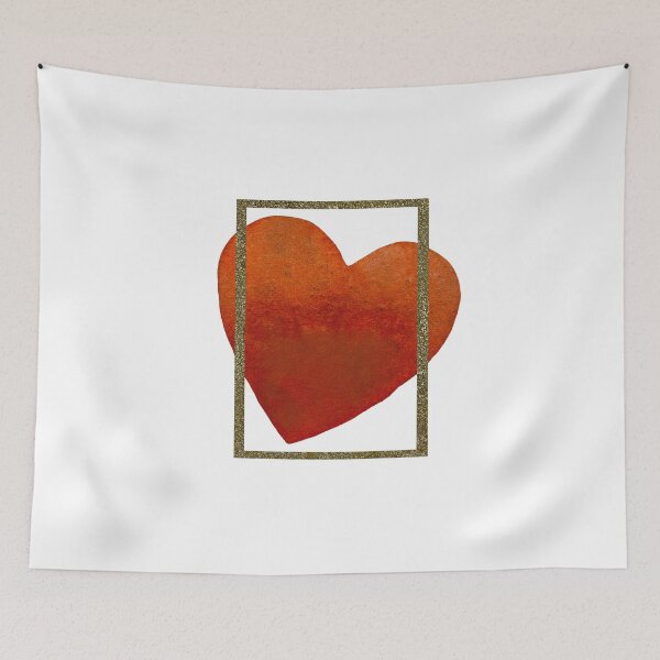 Item preview, Heart red frame gold rectangular a watercolor designed and sold by Yana Mustafina | Boho Soulful Designs.