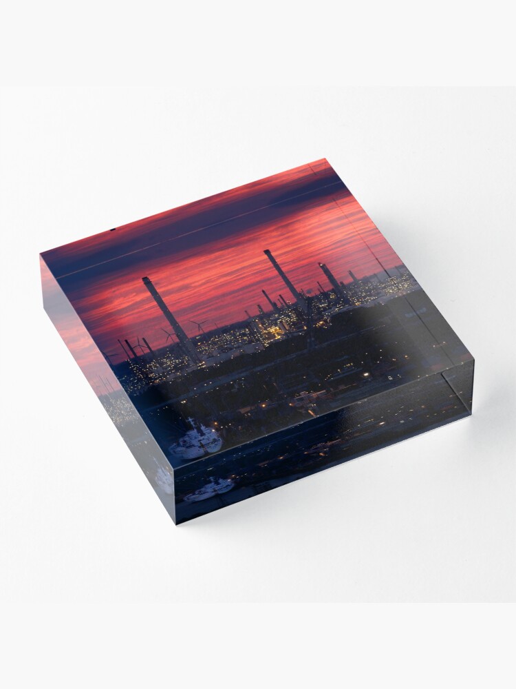 Alternate view of Rotterdam Harbour Skyline at Sunset, from Euromast Acrylic Block