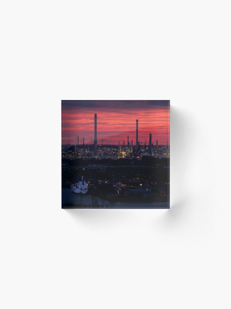 Alternate view of Rotterdam Harbour Skyline at Sunset, from Euromast Acrylic Block