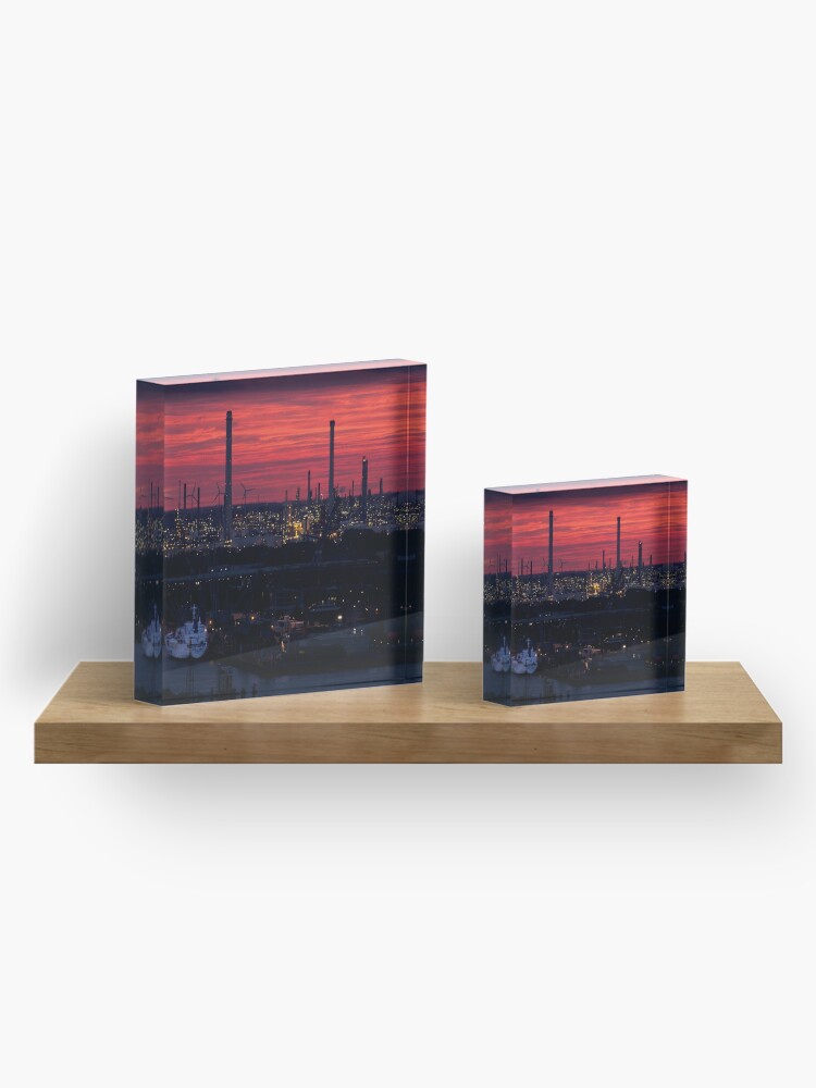Alternate view of Rotterdam Harbour Skyline at Sunset, from Euromast Acrylic Block