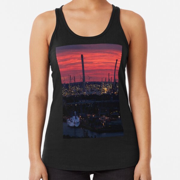 Rotterdam Harbour Skyline at Sunset, from Euromast Racerback Tank Top