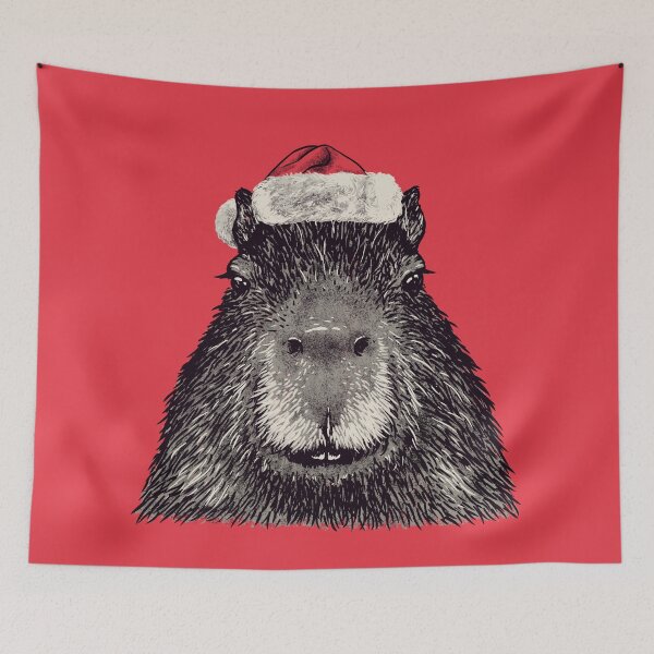 Item preview, Capybara Christmas | Christmas Capy | His Name is Gort | Portrait designed and sold by Any Color Designs.