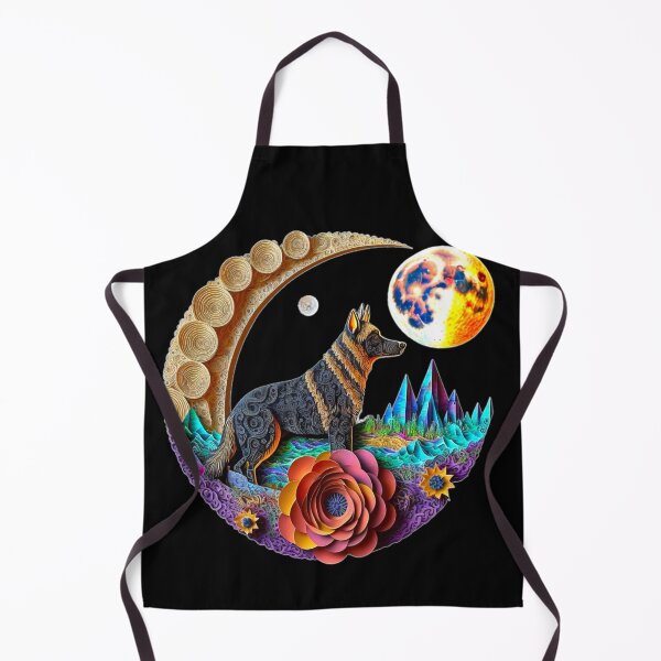 Item preview, Cute German Shepherd Dog Space Full Moon Floral Flowers Art designed and sold by Lovedogz4life.