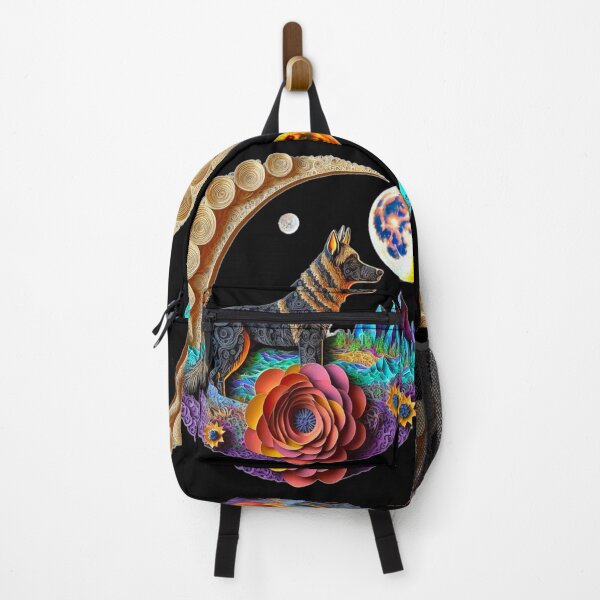 Item preview, Cute German Shepherd Dog Space Full Moon Floral Flowers Art designed and sold by Lovedogz4life.