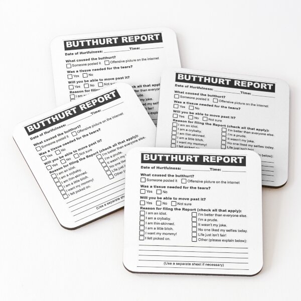 Item preview, Butthurt Report, a distressed, blurry original meme designed and sold by Popular-Gifts.