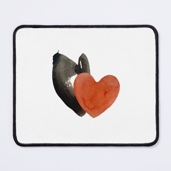 Item preview, Heart red blot black blotch collage watercolor designed and sold by Yana Mustafina | Boho Soulful Designs.