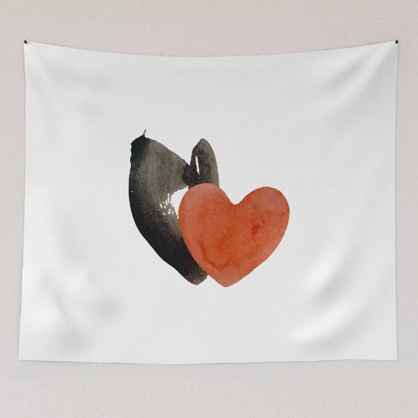Item preview, Heart red blot black blotch collage watercolor designed and sold by Yana Mustafina | Boho Soulful Designs.